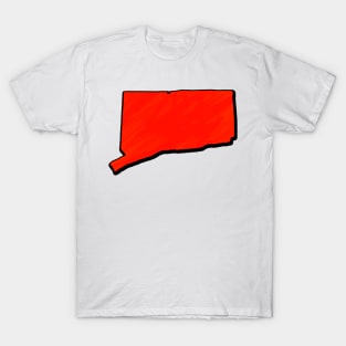 Bright Red Connecticut Outline T-Shirt